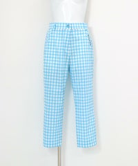 通気速乾チェック柄パンツ(ライトブルー)