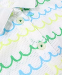 首元ボタン詳細(ホワイト×グリーン）