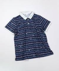 メッシュ波柄UVポロシャツ(ネイビー）