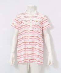 メッシュ波柄UVプルオーバー(ホワイト×レッド)