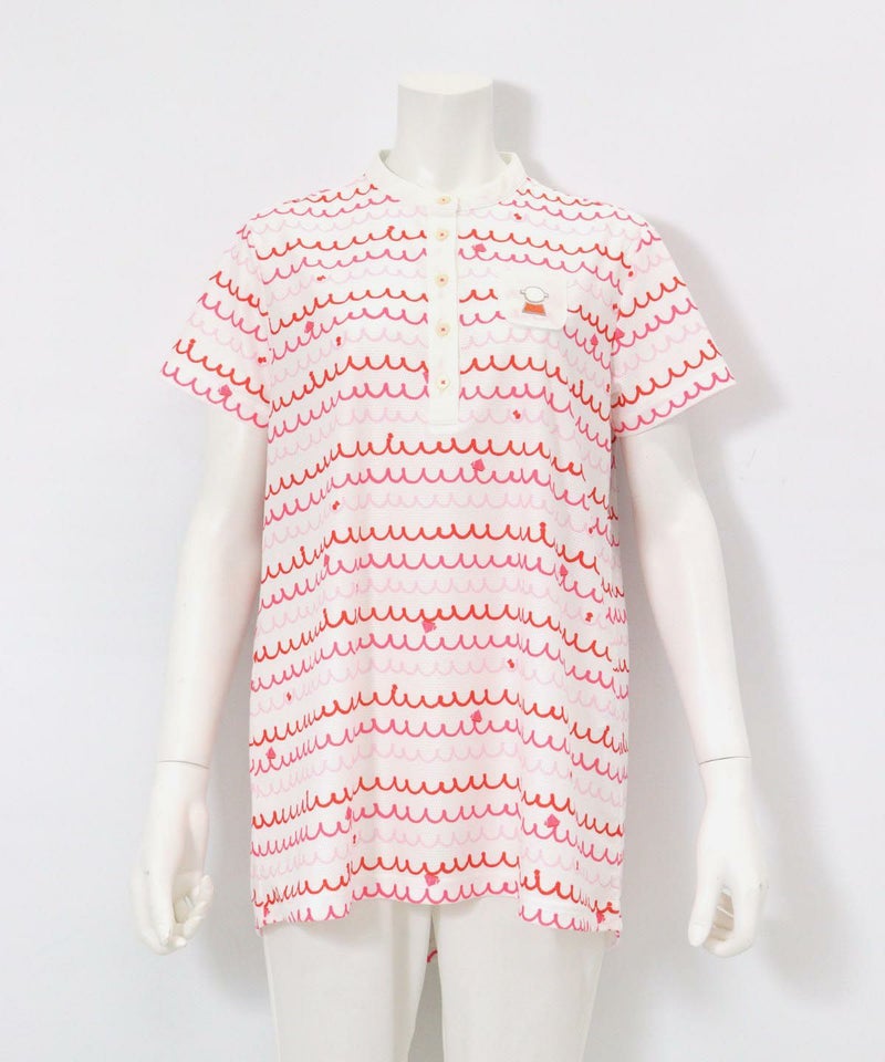 メッシュ波柄UVプルオーバー(ホワイト×レッド)