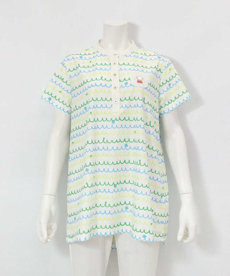 メッシュ波柄UVプルオーバー(ホワイト×グリーン)