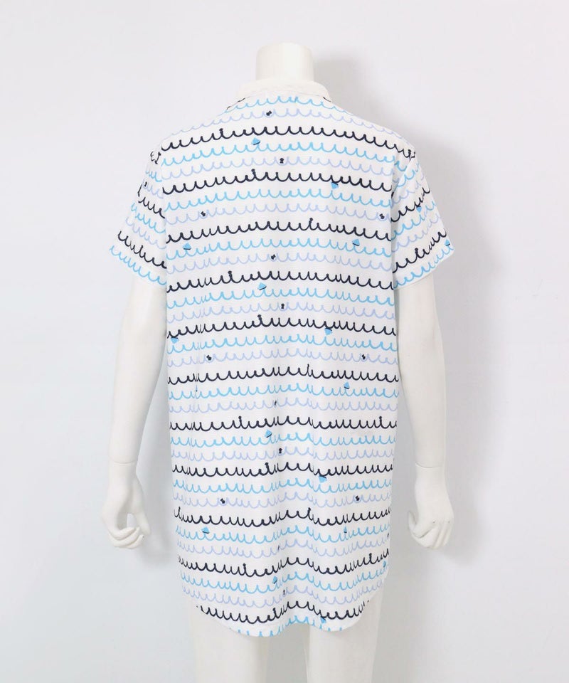 メッシュ波柄UVプルオーバー(ホワイト×ブルー)後ろ