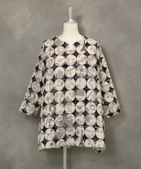 【UCHINOコラボ】サークル柄コットンチュニック(ブラック×ベージュ)
