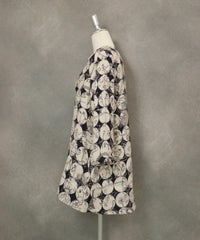 【UCHINOコラボ】サークル柄コットンチュニック(ブラック×ベージュ)横