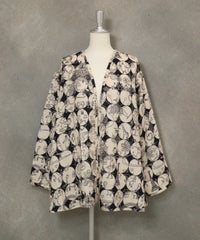 【UCHINOコラボ】サークル柄コットンカーディガン(ブラック×ベージュ)