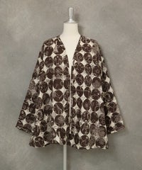 【UCHINOコラボ】サークル柄コットンカーディガン(ベージュ×ブラウン)