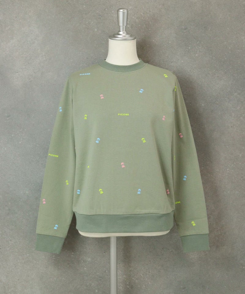 ミニプリント裏毛スウェット（カーキ）