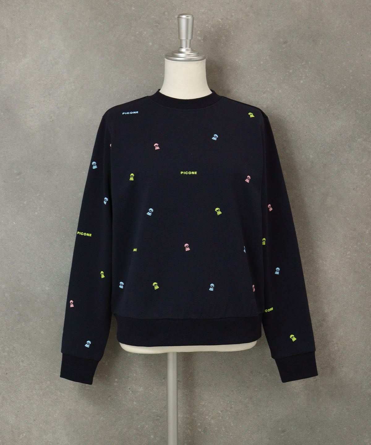 ミニプリント裏毛スウェット（ネイビー）