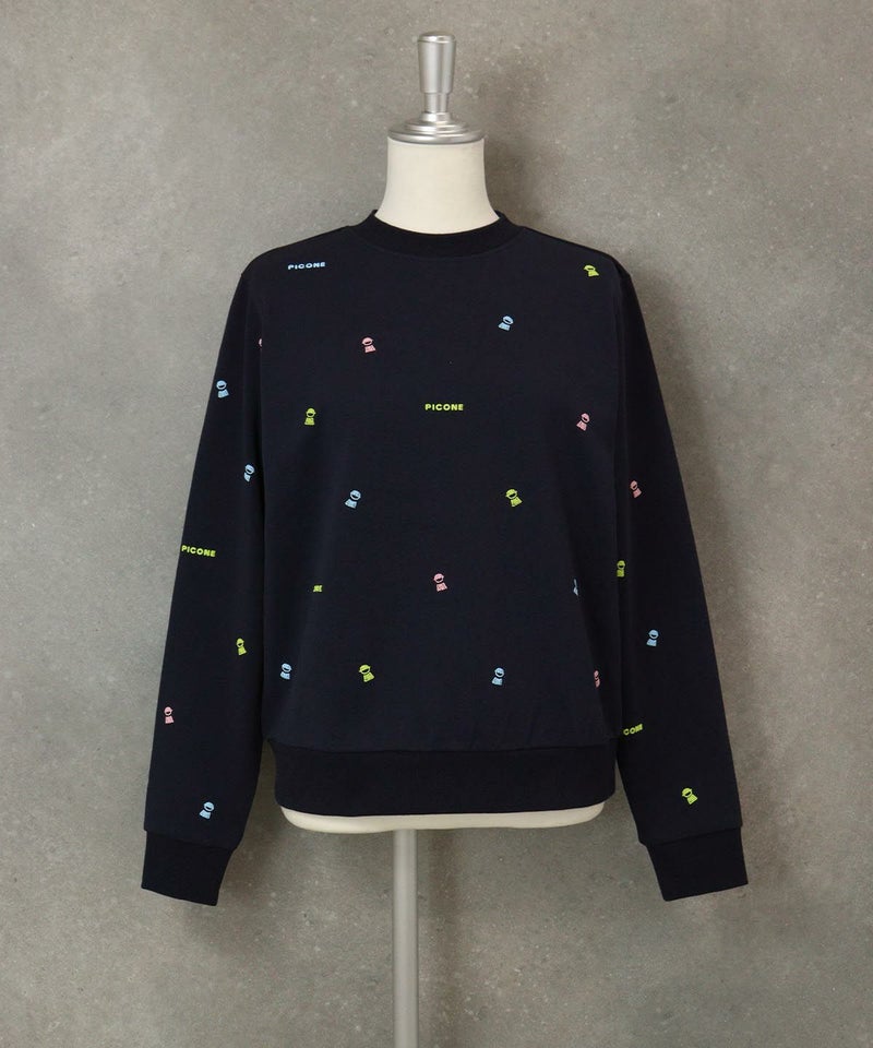 ミニプリント裏毛スウェット（ネイビー）