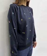 ミニプリント裏毛スウェット(ネイビー)着用イメージ