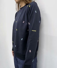 ミニプリント裏毛スウェット(ネイビー)着用イメージ