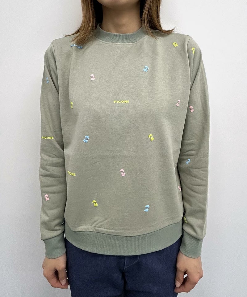 ミニプリント裏毛スウェット(カーキ)着用イメージ