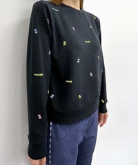 ミニプリント裏毛スウェット(ブラック)着用イメージ