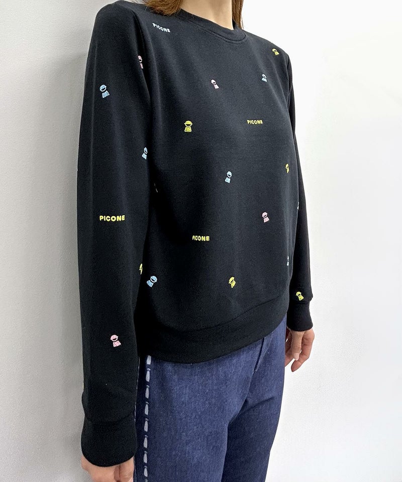 ミニプリント裏毛スウェット(ブラック)着用イメージ