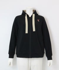 刺繍入り裏毛ジップパーカー（ブラック）