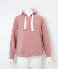 刺繍入り裏毛ジップパーカー（ピンク）