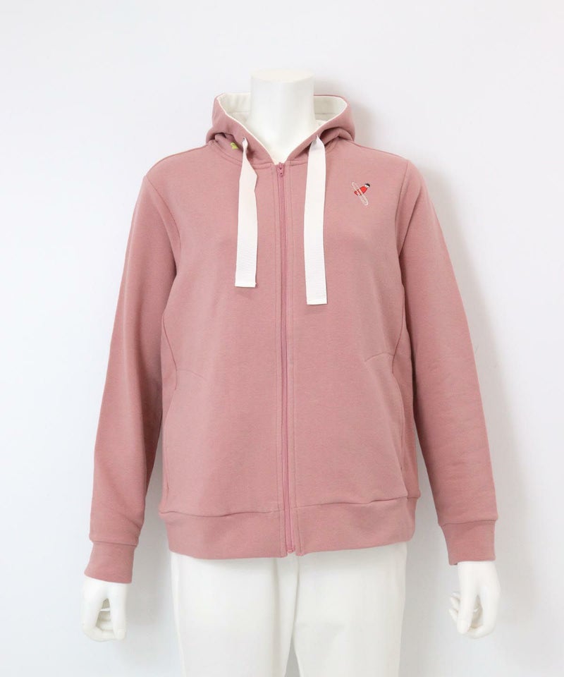 刺繍入り裏毛ジップパーカー（ピンク）