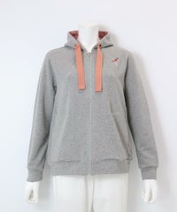 刺繍入り裏毛ジップパーカー（グレー）