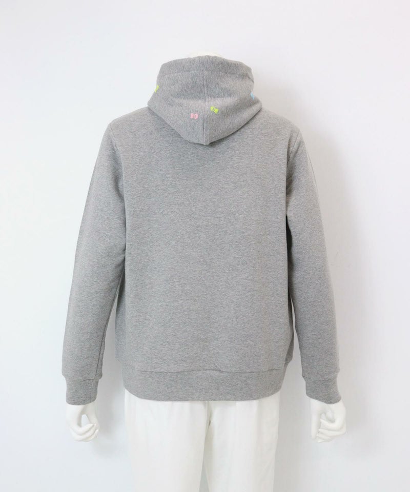 刺繍入り裏毛ジップパーカー 後ろ（グレー）