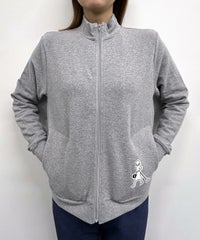 裏毛ハイネックジップスウェット(グレー)着用イメージ