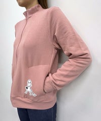 裏毛ハイネックジップスウェット(ピンク)着用イメージ