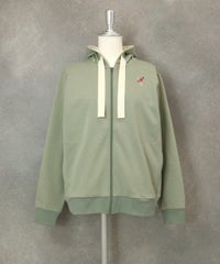 刺繍入り裏毛ジップパーカー（カーキ）