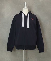 刺繍入り裏毛ジップパーカー（ネイビー）