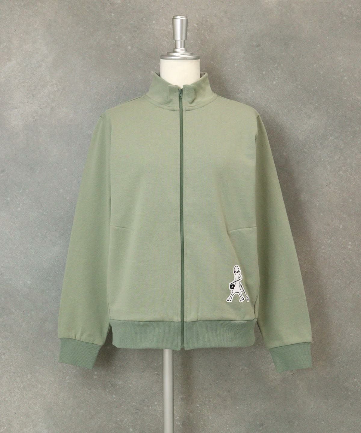 裏毛ハイネックジップスウェット（カーキ）