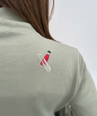 裏毛ハイネックジップスウェット(カーキ)着用イメージ