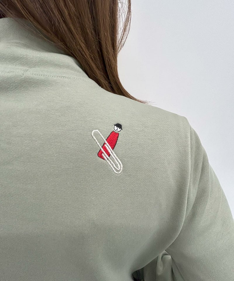 裏毛ハイネックジップスウェット(カーキ)着用イメージ