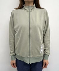 裏毛ハイネックジップスウェット(カーキ)着用イメージ