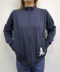 裏毛ハイネックジップスウェット(ネイビー)着用イメージ