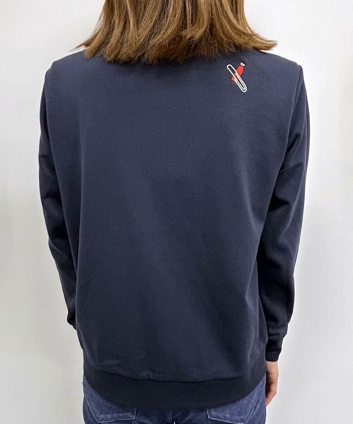 裏毛ハイネックジップスウェット(ネイビー)着用イメージ