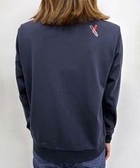 裏毛ハイネックジップスウェット(ネイビー)着用イメージ