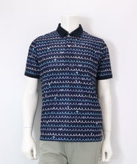 【メンズ】メッシュ波柄UVポロシャツ(ネイビー)