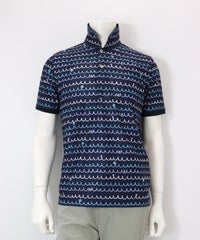 【メンズ】メッシュ波柄UVポロシャツ(ネイビー)