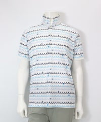 【メンズ】メッシュ波柄UVポロシャツ(ホワイト)