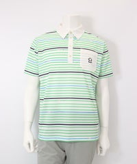 【メンズ】万年筆ボーダーUV速乾ポロシャツ(グリーン)