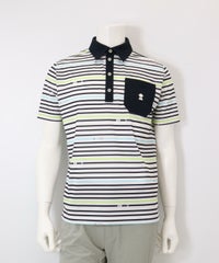 【メンズ】万年筆ボーダーUV速乾ポロシャツ(ネイビー)