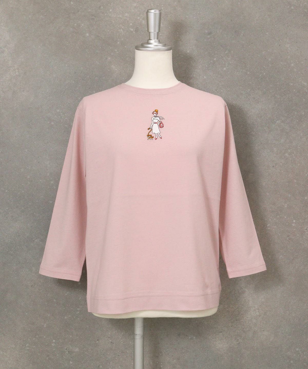 【オンラインストア・店舗限定商品】UV冷感七分袖刺繍Tシャツ(ピンク)