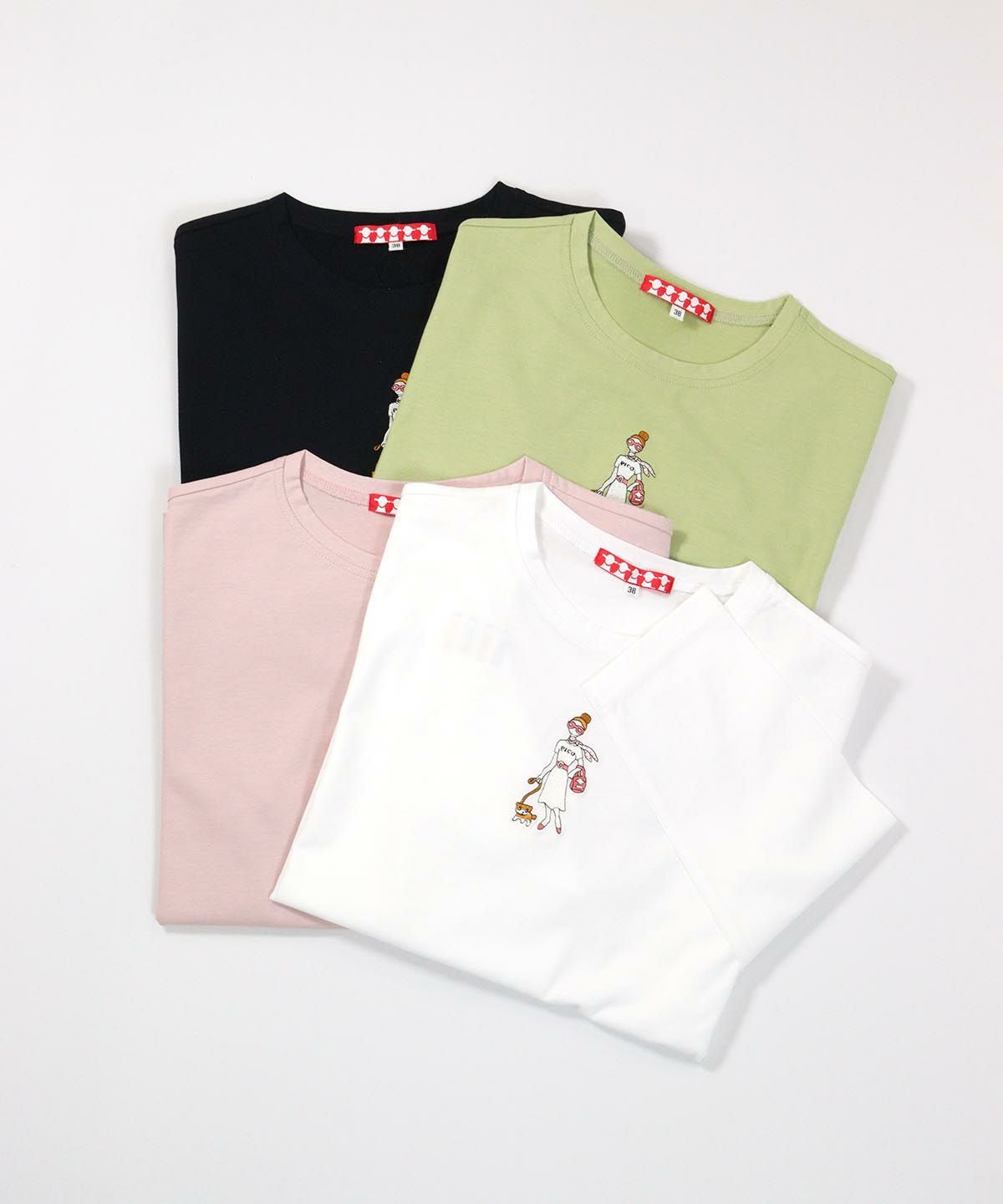 PICONE 刺繍 Tシャツ サイズ40 オンラインストア・店舗限定商品】UV冷感七分袖刺繍Tシャツ|スタジオ