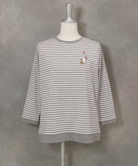 【オンラインストア・店舗限定商品】冷感ボーダー七分袖Tシャツ(グレー)