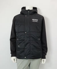 【メンズ】異素材切替中綿撥水ブルゾン(ブラック)前