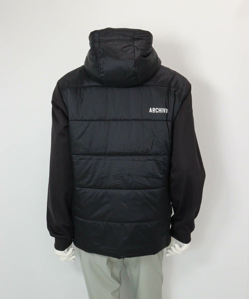 【メンズ】異素材切替中綿撥水ブルゾン(ブラック)後ろ