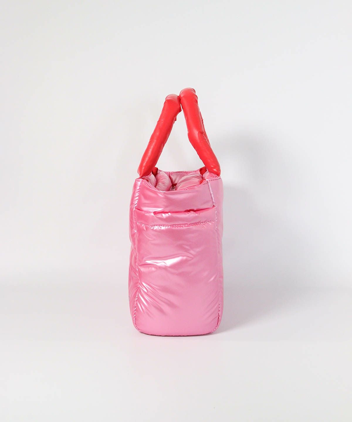 メタリック中綿カートバッグ(ピンク)横