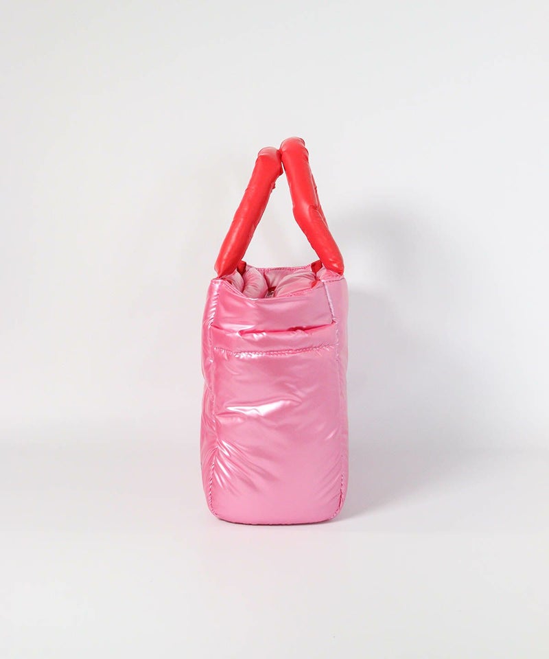 メタリック中綿カートバッグ(ピンク)横