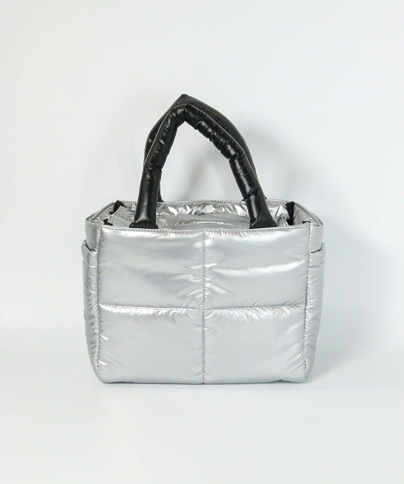 メタリック中綿カートバッグ(ライトグレー)後ろ