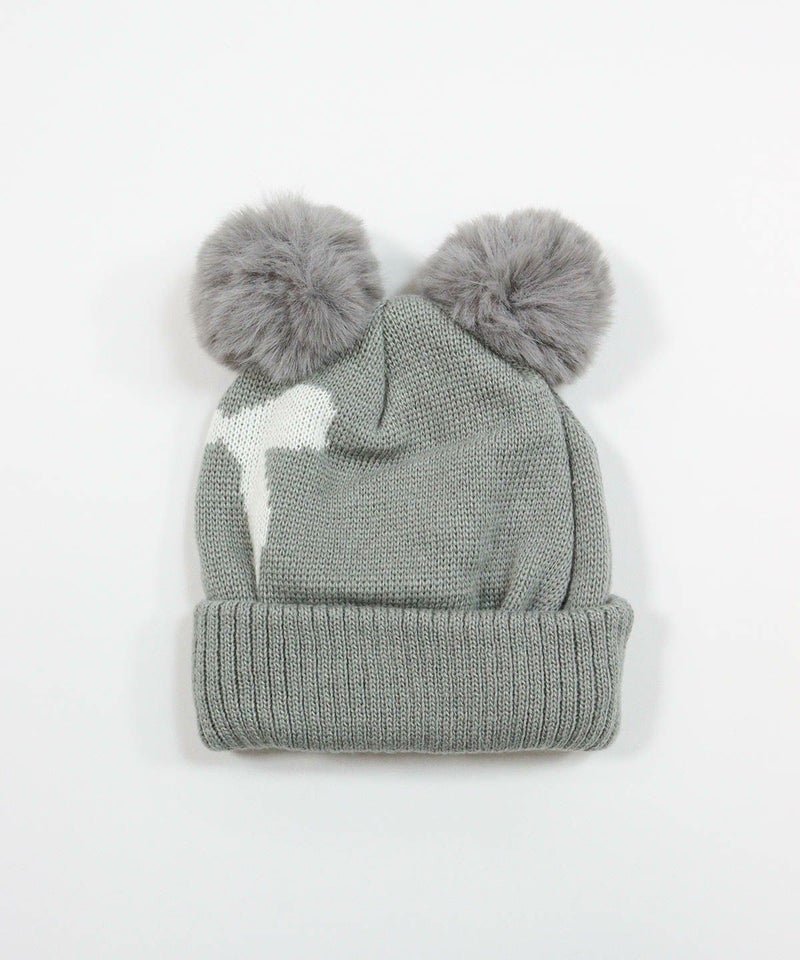ボンボンニット帽(グレー)後ろ