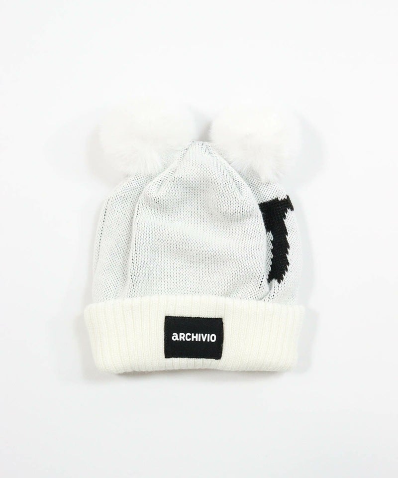 ボンボンニット帽(ホワイト)前